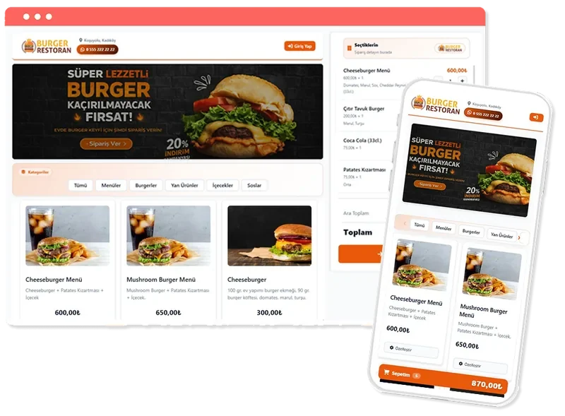 Online-Bestellsystem Bildschirm