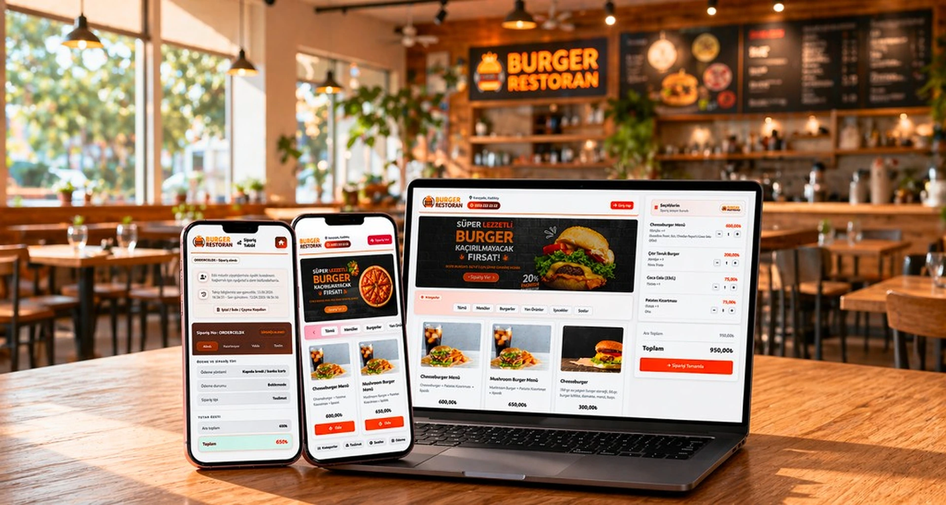 Burger restoran sipariş yönetim paneli