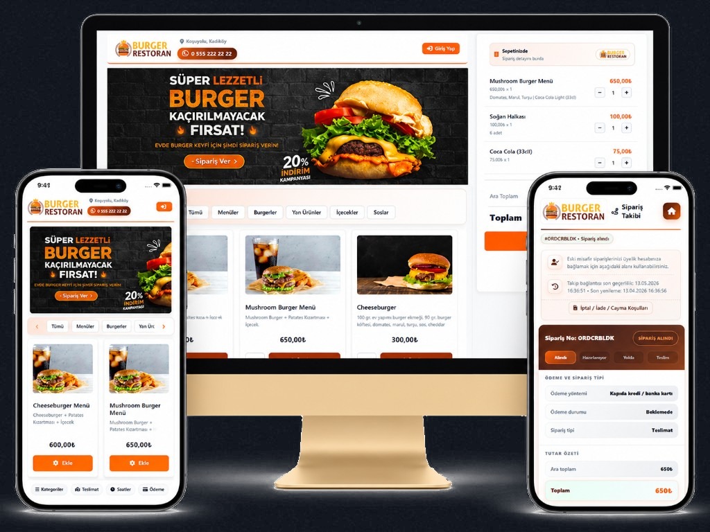 Burger-Bestellseite auf dem Handy