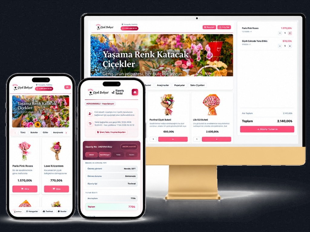 Blumen-Bestellseite auf dem Handy