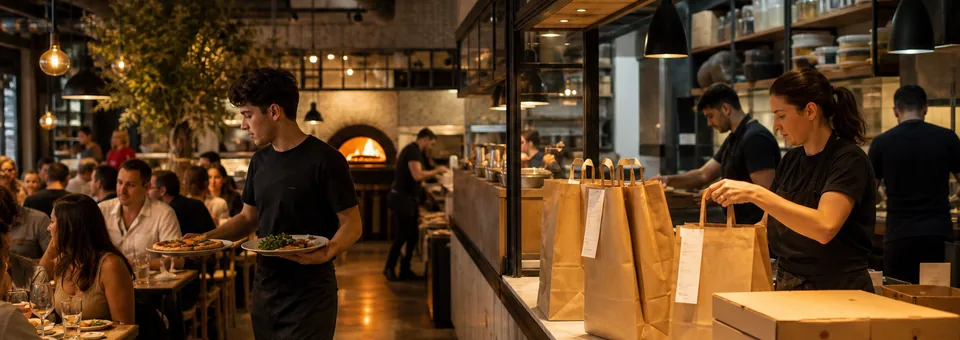 Tischservice und Takeaway-Verpackung im selben Betrieb
