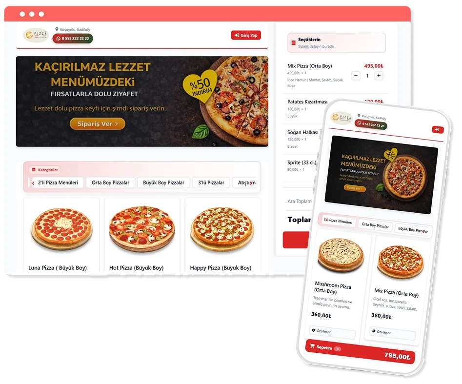 Online-Bestellsystem Bildschirm