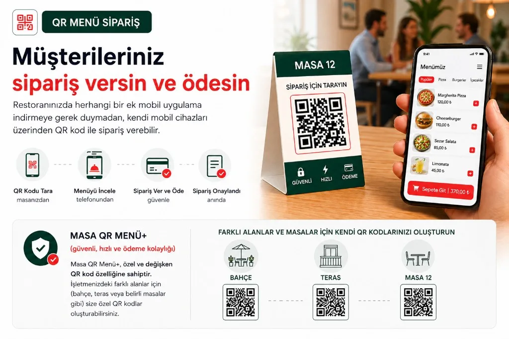 QR ile sipariş ve ödeme ekranı