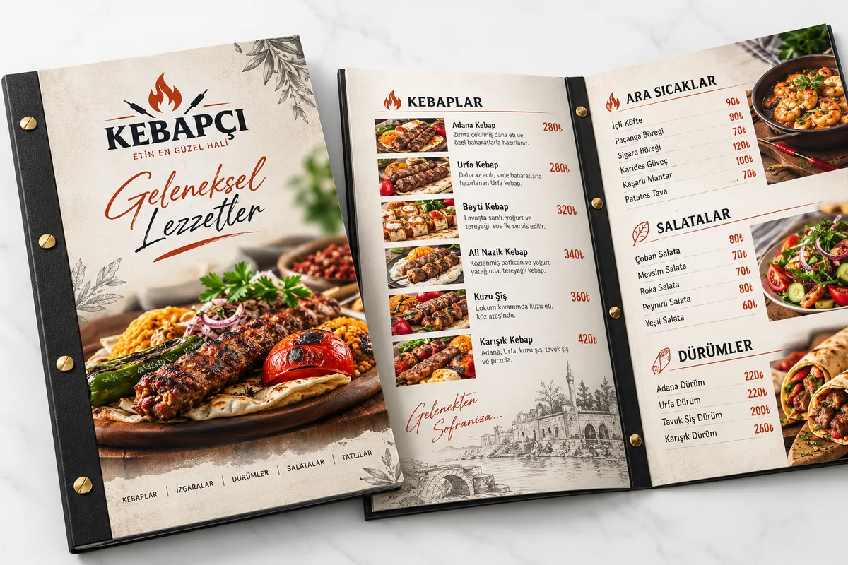 Beispiel schraubgebundene Speisekarte