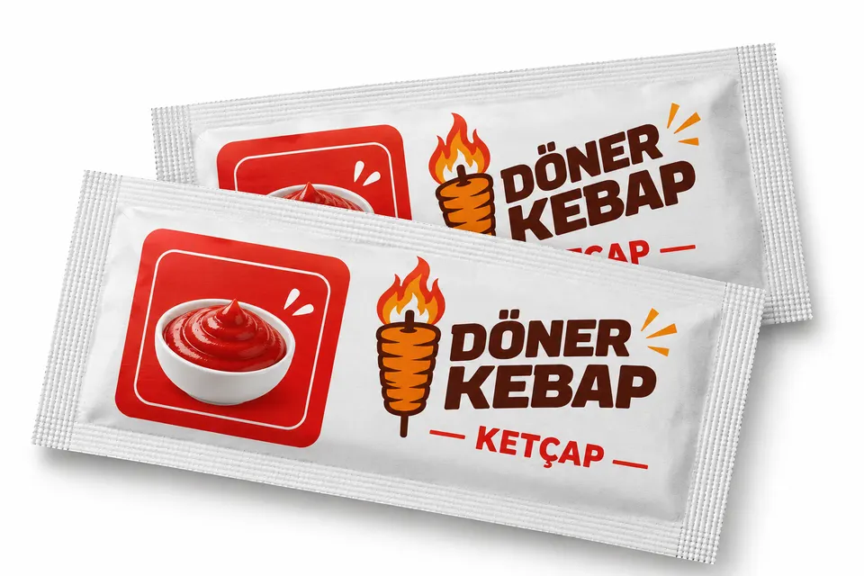 Bedruckte Ketchup-Portion