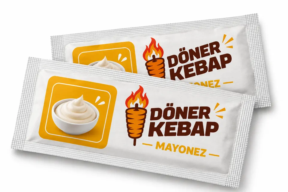 Bedruckte Mayonnaise-Portion