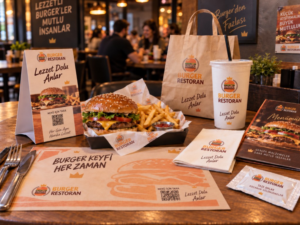 Bedruckte Servietten, Feuchttücher, Platzset, Speisekarte und Takeaway-Produkte für Restaurants